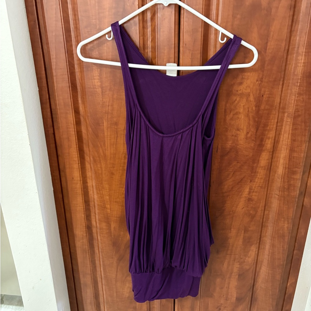 JOLIE PURPLE WIDE NECK LOOSE TANK TOP .. GATHERS AT BOTTOM SIZE LARGE